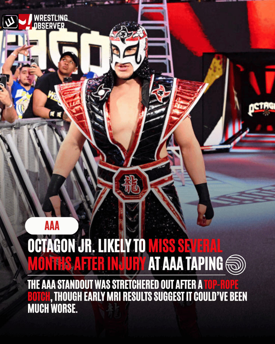 WONF4W's tweet photo. Octagon Jr. is reportedly facing a multi-month absence after being stretchered out during an AAA taping | Exclusive 

Read full article here
https://t.co/VUl8VIk4kT https://t.co/lUrnPSnkJH