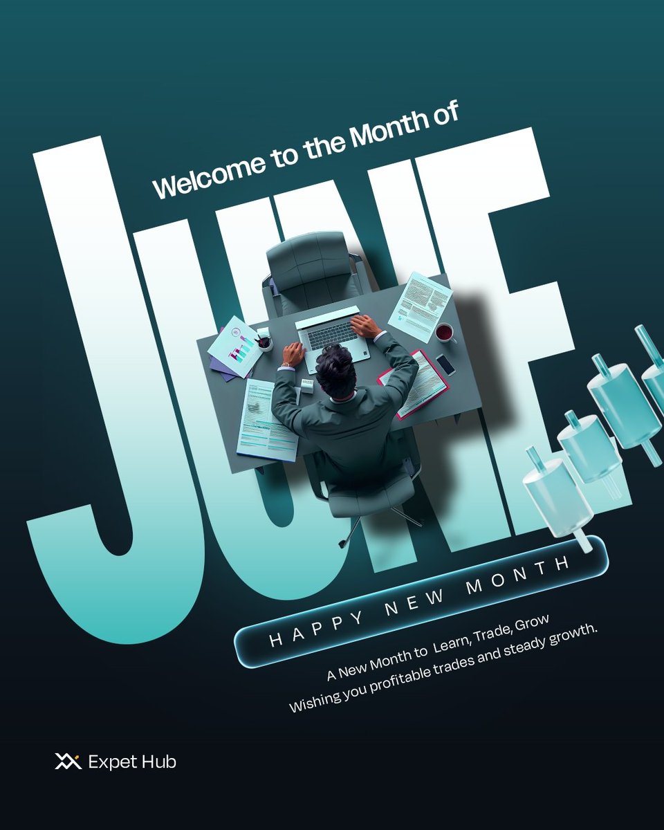Expethub's tweet photo. Welcome to June 📈
A new month to learn, trade, grow, and chase bigger results.
Wishing everyone profitable trades, discipline, and steady growth this month 💹
Let’s win together. 
#expethub https://t.co/EKIha2PFPC