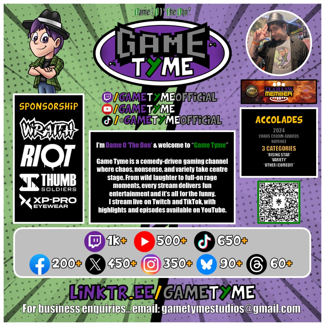 GameTymeOFF's tweet photo. My new & updated Media Kit...
- For business enquiries... Scan the QR Code or click "https://t.co/OvWOkJSjSu"
- Email me at... gametymestudios@gmail.com
#fyp #abcxyz #viral #mediakit #contentcreator https://t.co/s1MKxZllke