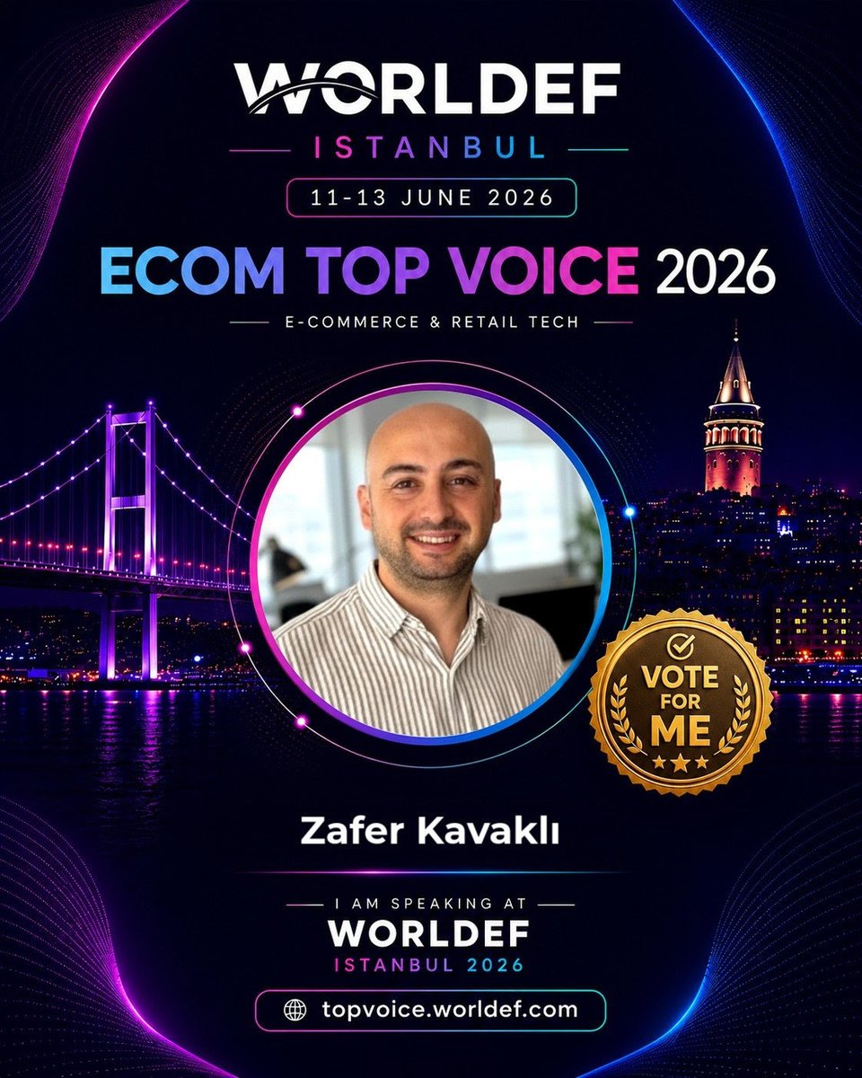 optifeedcom's tweet photo. Oylamada son günler! ⏳

Kurucu ortağımız Zafer Kavaklı, WORLDEF kapsamında düzenlenen ECOM TOP VOICE 2026 konuşmacı adayları arasında yer alıyor.

🎙️ AI ile Alışveriş: İşletmeniz Bu Yeni Döneme Hazır mı?

Bu konuşmayı WORLDEF sahnesinde görmek isterseniz desteğinizi bekliyoruz. https://t.co/L8bU2jFXOC