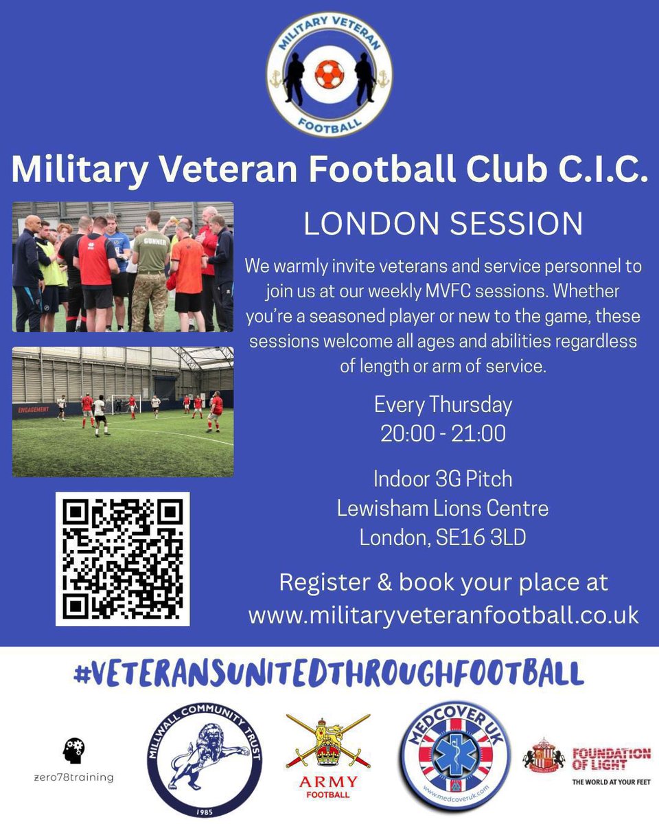 Millwall_MCT's tweet photo. 👊 Military Veteran Football session!

🙌 We want to see you there.

#Millwall #1Club1Community #40Years #ServingourCommunity #WiggettGroup https://t.co/c5M8jxpnqr