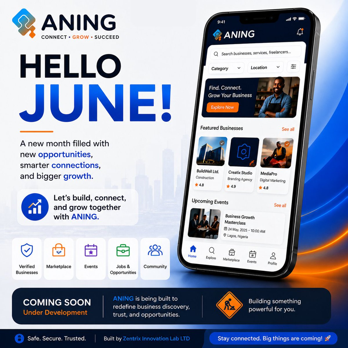 aning_services's tweet photo. Hello June 🚀
A new month filled with new opportunities, smarter connections, and bigger growth.
Let’s build, connect, and grow together with ANING.

#ANING #NewMonth #BusinessGrowth https://t.co/rVxKnWGxqL