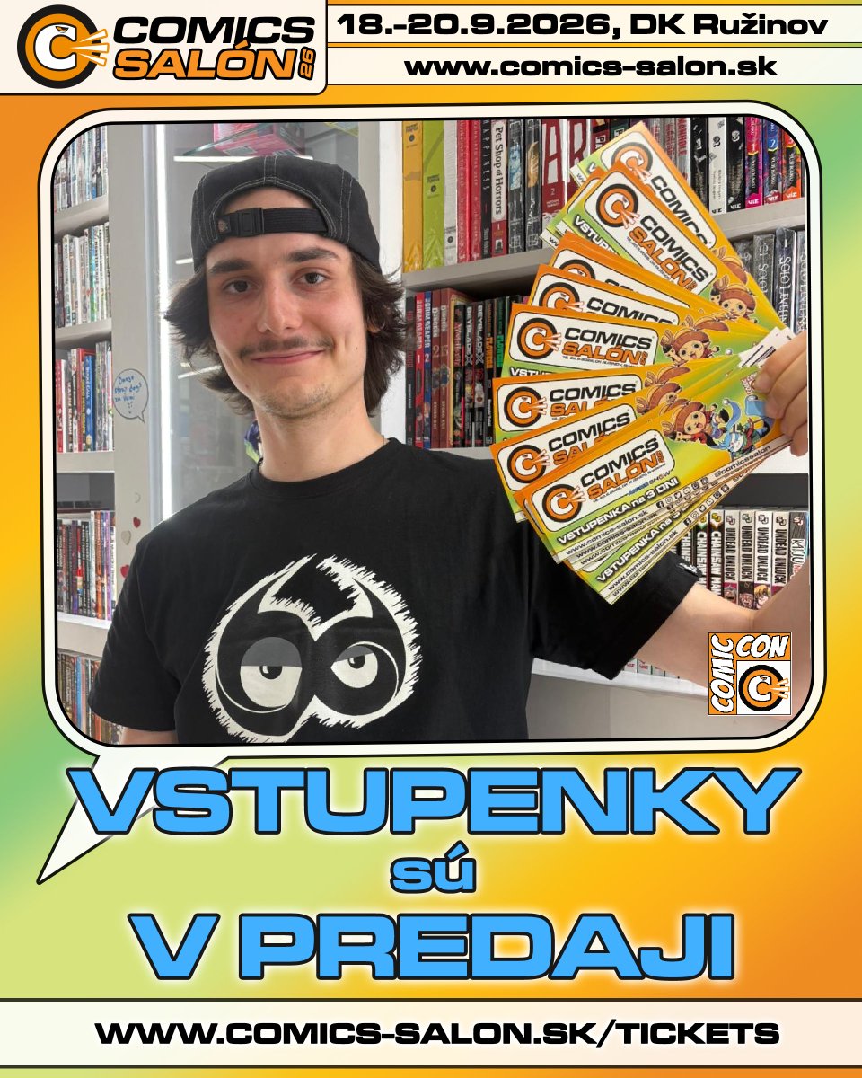 comicssalon's tweet photo. VSTUPENKY - SÚ v PREDPREDAJI
Prajeme všetkým krásny Deň detí a práve dnes 1.6. spušťame predpredaj fyzických lístkov cez našich partnerov. A online si ich naďalej môžte kúpiť cez našu oficiálnu web stranku https://t.co/WzswubPqhx

Nech vás hravosť a dobrá nálada neopúšťa. https://t.co/CXsaOBpM8f