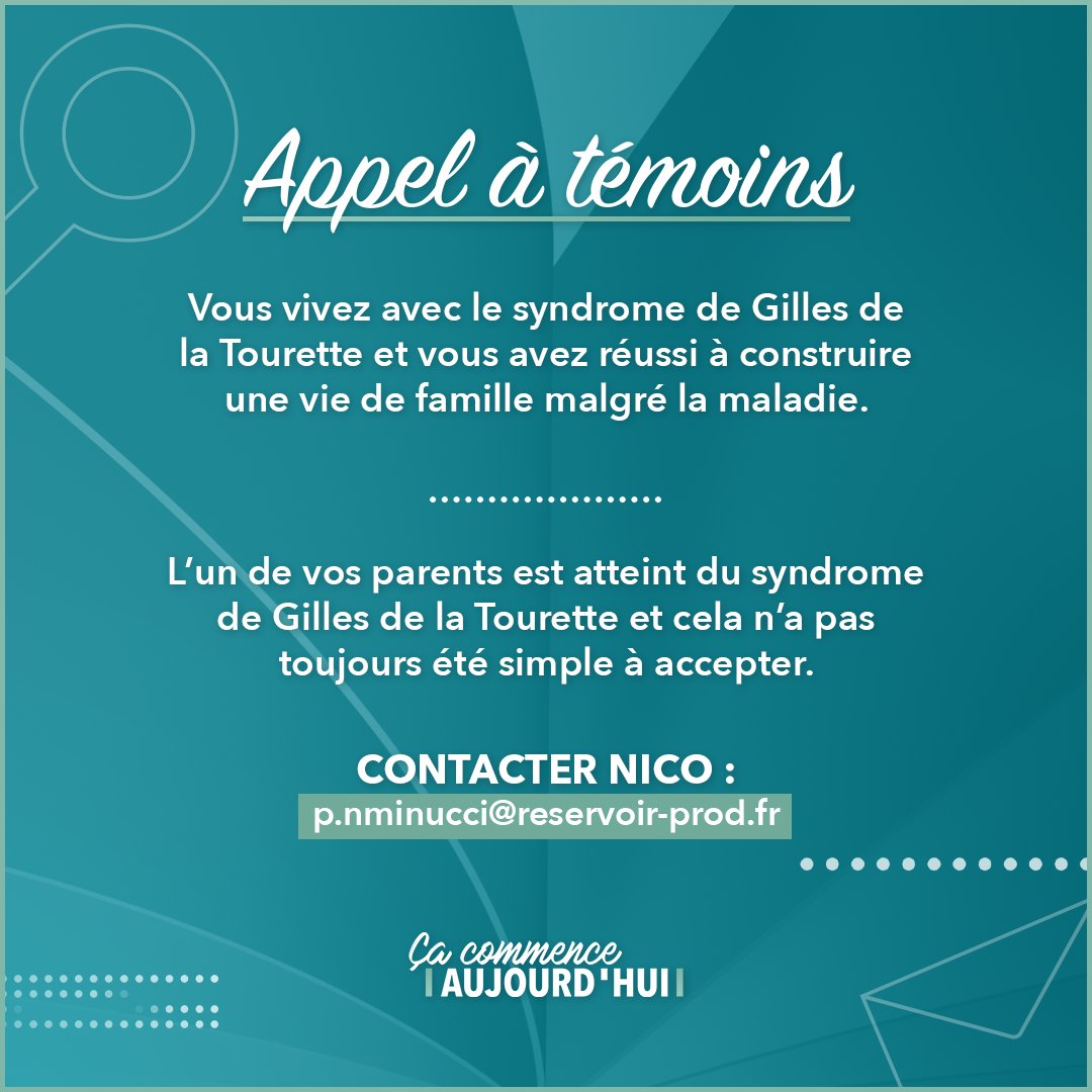 CaCommenceAuj's tweet photo. 📣 Appel à témoins #CCA 
Contactez Nico : 
📧 p.nminucci@reservoir-prod.fr https://t.co/YgpIlCYC3w