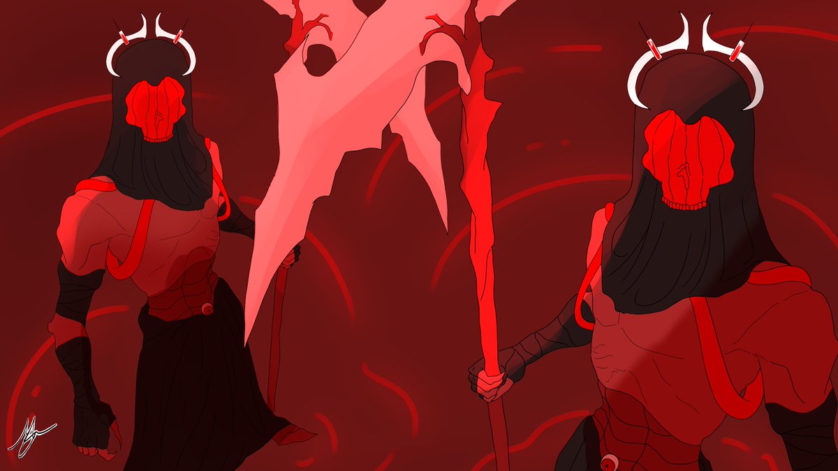 Matskiee's tweet photo. "In Wander of Realms: The Sanguinaria"

"The Sanguinaria is The Sanguine Queen's home. Only a few have seen the crimson domain in person, few lasted to have a conversation. Rare are the ones to fight or join her."

It's finally here! Part 1 of many!

#LaynaLazART https://t.co/H0Rxb5IJ9S
