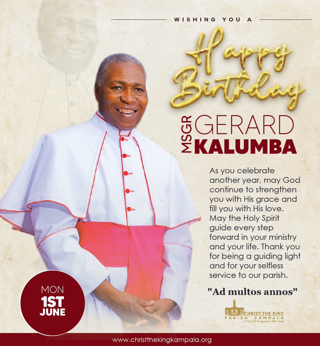 ChristTheKingUG's tweet photo. Join us to wish our Parish Priest Msgr. Gerard Kalumba a  happy birthday. https://t.co/IKx3yuawlL