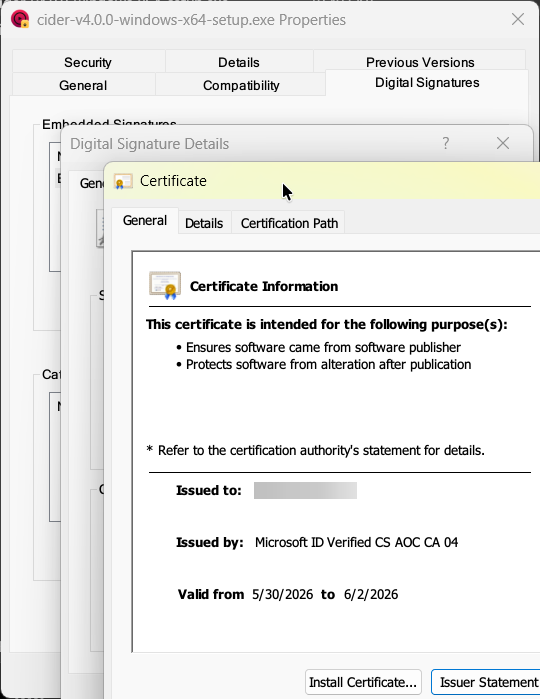 UseCider's tweet photo. Not only does the app better pass Smartscreen; It also now supports auto-updates via MSIX packaging! https://t.co/i6cGHq9UcW