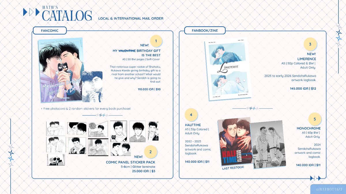 natnot4127's tweet photo. [COMIPARA6 &amp; CF22 MAIL ORDER CATALOG THREAD]
SendohxRukawa shrine cabang Indo ready to serve! 💙❤️

📅 1 June - 14 June 2026
https://t.co/da3vvmbi82

Also, get a special something when you reached certain minimum purchase! ☺️✨

See samples in thread! ⬇️

#仙流 #SENRU https://t.co/7JYi8GtPt4