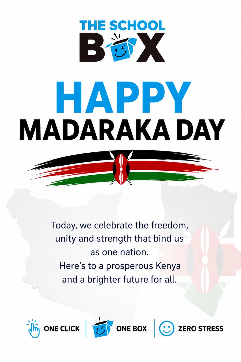 TheSchoolBox_'s tweet photo. #MadarakaDay

🇰🇪 Happy Madaraka Day! 🇰🇪

As we celebrate the spirit of self-governance, freedom, and national pride, we also welcome a brand-new month and a fresh new week filled with opportunities, growth, and success.

#HappyMadarakaDay #MadarakaDay2026  #TheSchoolBox https://t.co/ZigNYsMbFo