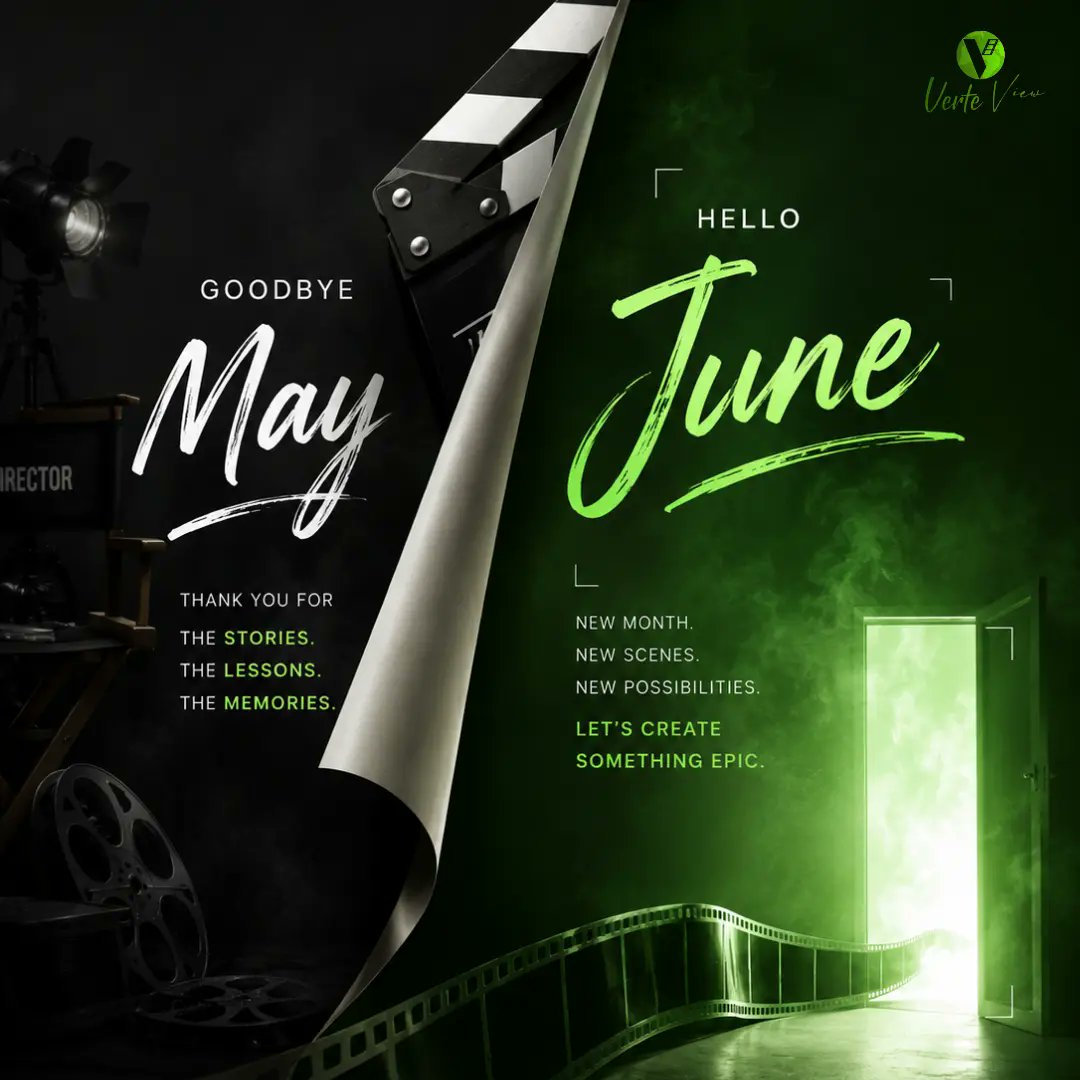 verteviewfilms's tweet photo. 🎬 Lights. Camera. New Beginnings.

A brand-new month means fresh stories to tell, new scenes to create, and bigger dreams to bring to life.

Welcome to June — a month filled with endless possibilities, creativity, and moments worth capturing.🎥✨

#verteviewfilms https://t.co/TbrJmoDQHl