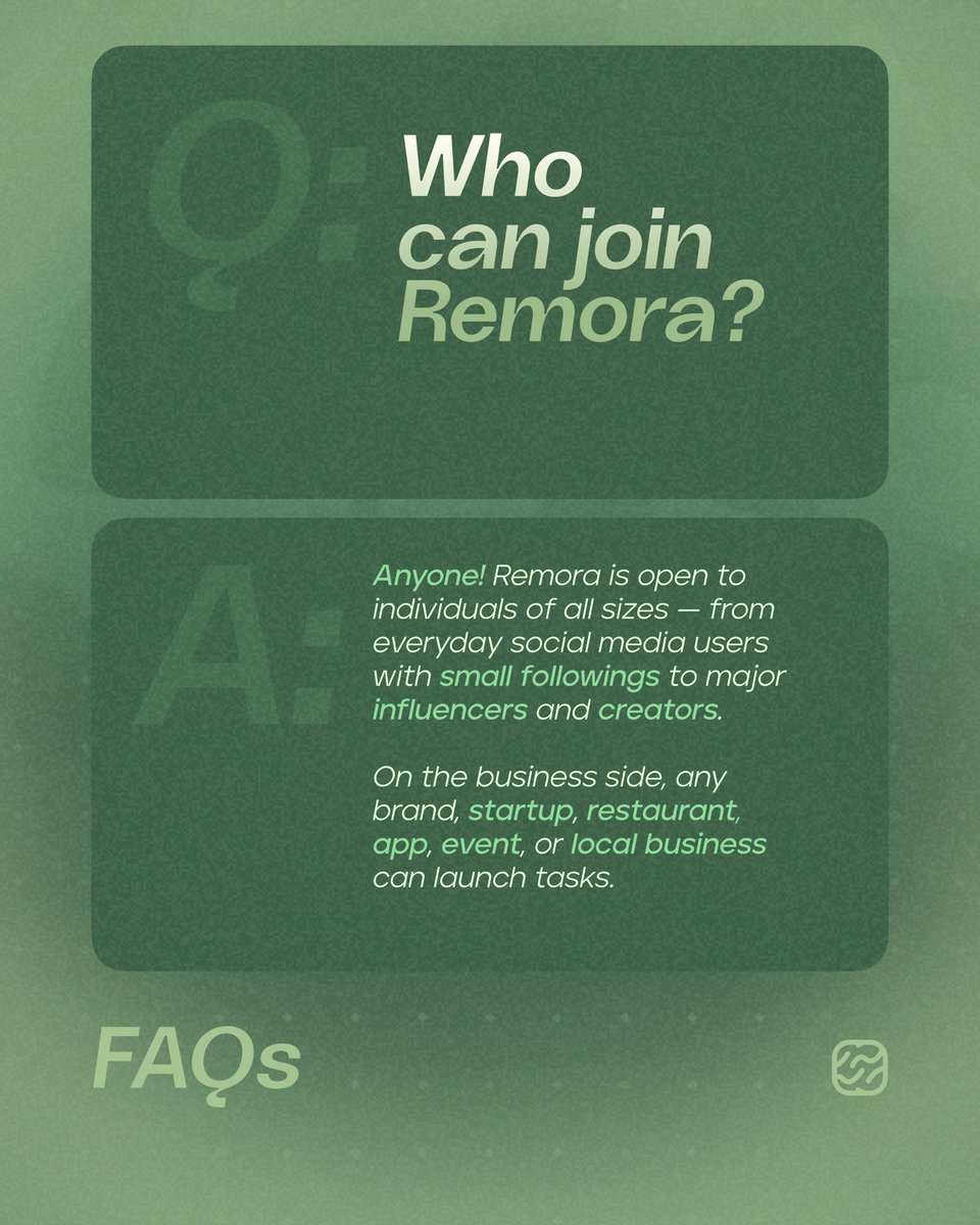 joinremora's tweet photo. A few of the most asked questions about Remora answered. 🫶🏼 https://t.co/xaJP0UHcGP