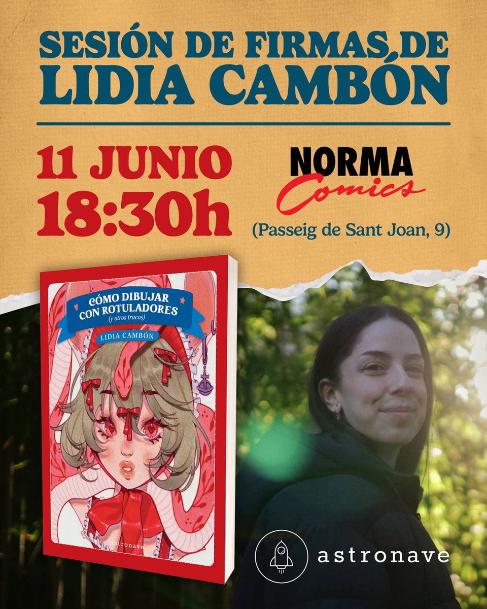 NormaComics's tweet photo. ¿Eres un/a amante del dibujo? Esto te interesa...

El jueves 11 de junio a las 18:30 tendremos en nuestra librería la sesión de firmas✍ de Lidia Cambón (@MssHanh) ✨, autora de 'Cómo dibujar con rotuladores (y otros trucos)' editado @EdAstronave🚀.

¡No te lo pierdas! https://t.co/NRVNRmylYp