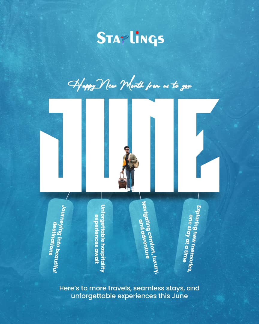 starlinghsp's tweet photo. Creating unforgettable travel memories this June 
From seamless bookings to experiences and comfort that feels like home, we’re here to make every journey memorable 

Cheers to new destinations, and beautiful experiences, worth remembering this month 

#HappyNewMonth #Starlings https://t.co/v4Ea9QH8id