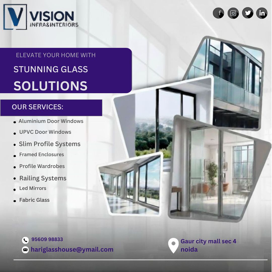 VisionInfrainte's tweet photo. Elevate your spaces with stunning glass architectural solutions! 
As featured in Vision Infra delivers premium UPVC door windows, slim profile systems &amp; elegant railing setups designed for modern luxury look.

Get a FREE site visit:
📞9560998833
🌐https://t.co/aINhjLoY1H https://t.co/Ii7eXltvj0