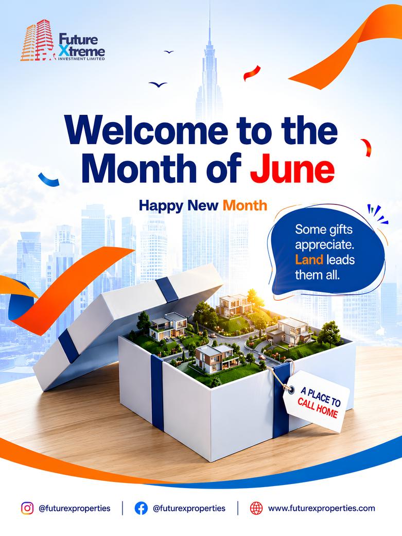 fxproperties's tweet photo. New month. New opportunity to own a piece of the earth.

June is here and with it comes another chance to make a decision that your future self will thank you for. Whether you're buying your first plot or adding to your portfolio, this is your sign.

Happy New Month https://t.co/oFOSy4B7S0