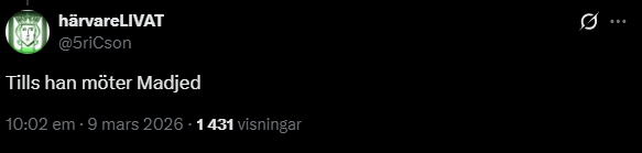 thimpaw's tweet photo. @wolfgnaget Roligt. Lite här och var ser man Bajare som nu vill bli av med Madjed, inte för att han kommer ge klirr i kassan men pga att han inte hade en suck mot ligans bästa ytterback Rami Kaib. https://t.co/ocmdLjszFl