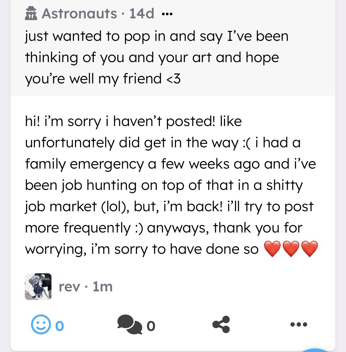 ver2thekwan's tweet photo. just wanted to pop in and say I’ve been thinking of you and your art and hope you’re well my friend <3 — hi! i’m sorry i haven’t posted! like unfortunately did get in the way :( i had a family emergency a few weeks ago and i’ve b… https://t.co/p0e9iA56Yn https://t.co/F5ugDHHDqW