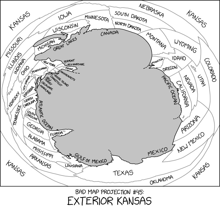 vintagemapstore's tweet photo. Bad Map Projection: Exterior Kansas https://t.co/2WR77IpB5z