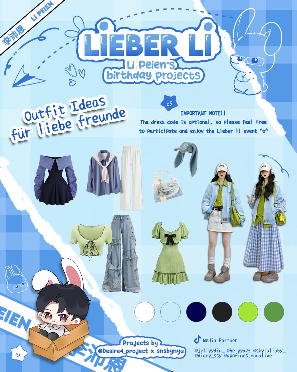 Desire4_Project's tweet photo. ˖Ი𐑼⋆ OUTFIT INSPO : LIEBER LI PEIEN  ˖Ი𐑼⋆ 
⌯⌲ Here are some outfit inspo for mini cafe event Lieber Li with soft and light blue mix with green mint theme 

Pick your favorite look , feel free to wear any outfit that's match and comfortable for you , be confidence 🩵
See ya there ! -`♡´-

#LieberLiPeien #Desire4 #LiPeien #SeekyLi #李沛恩