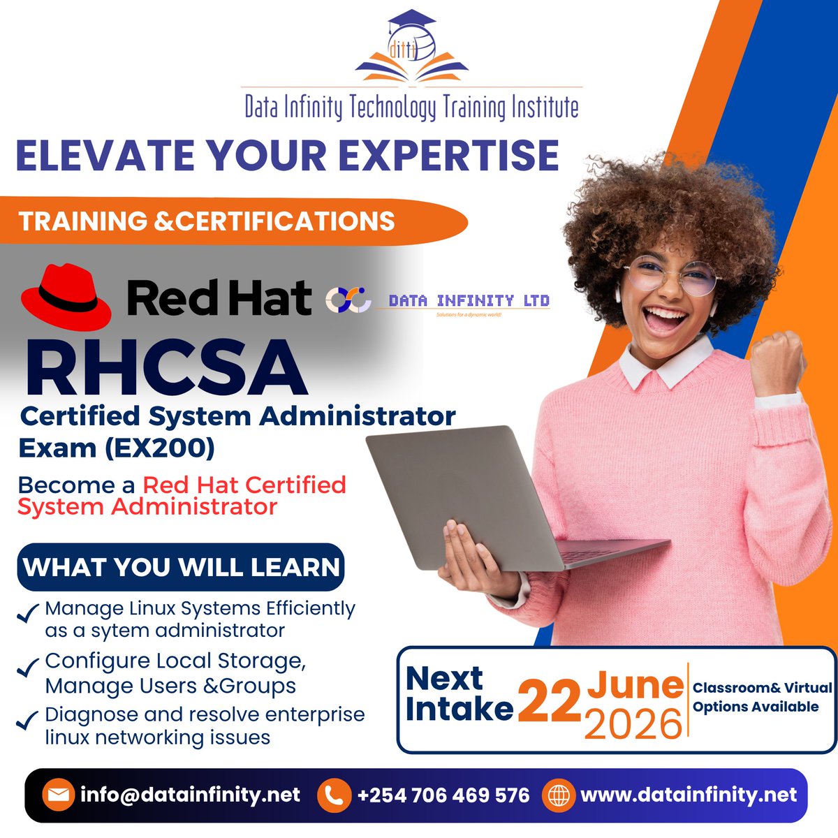 DataInfinityLi1's tweet photo. Elevate Your IT Career with Data Infinity!
Learn. Practice. Get Certified.
Next Intake: 22nd June 2026
Classroom &amp; Virtual options available
Don’t just learn tech, master it with Data Infinity.

#DataInfinity #RHCSA #LinuxTraining #TechCareers #ITCertification #LevelUp https://t.co/ZSiTxGRTd3