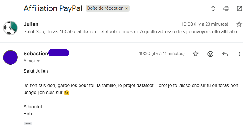 datafootfr's tweet photo. Vous avez peut-être reçu du cash PayPal !

Partagez Datafoot et vous serez payés.
Toutes les affiliations de mai ont été payées.

Je ne peux que remercier Sébastien pour son geste.
J'ai une communauté en or et un support sans faille sur le projet.

Merci la team ✨ https://t.co/7RiVPIiJE6