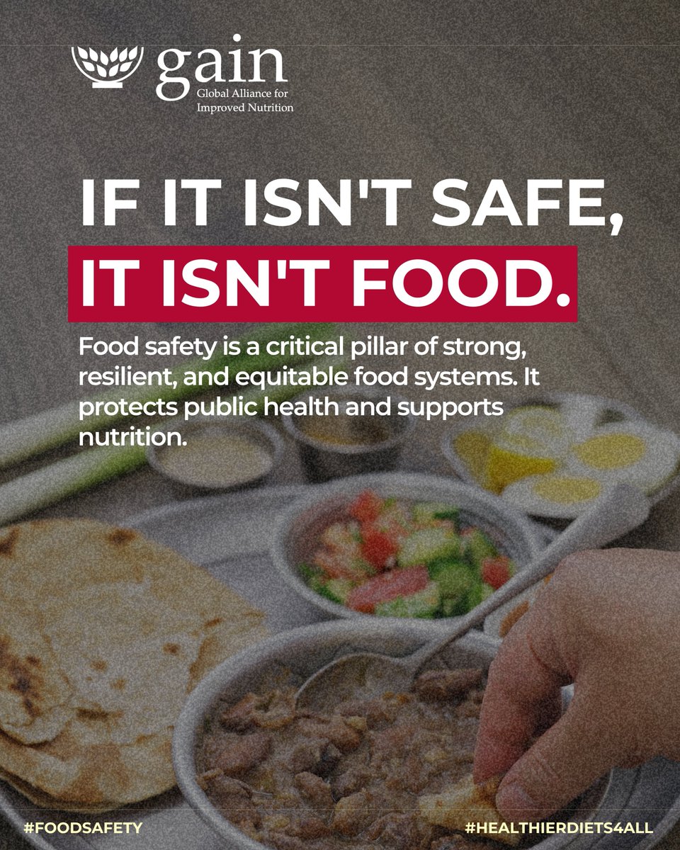 PakistanGain's tweet photo. If it isn’t safe, it isn’t food.
We often talk about food security in terms of quantity, but we must also talk about quality.

What is food safety? It is a critical pillar of strong, resilient, and equitable food systems.

It isn't just about hygiene; https://t.co/Cs5l1bxN4x