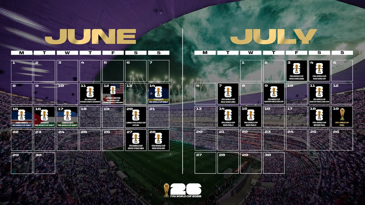 FIFAcom's tweet photo. Dates for your diaries! 🗓️

A huge two months of @FIFAWorldCup action coming up 🏆 https://t.co/FaqpPldnth