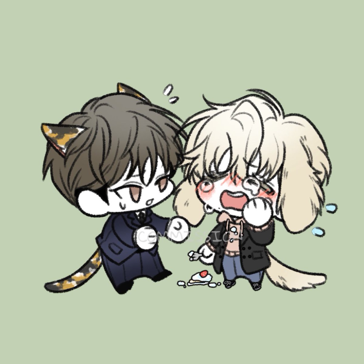 TzekiZhang_'s tweet photo. 🐶🐱 케이크 떨어졌어...   #유일시  #어피 https://t.co/e1ZNqM45wW