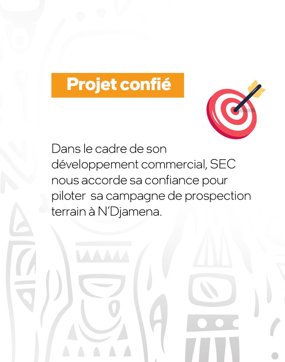 Geniusstrategy1's tweet photo. 🎯 Dans le cadre de son développement commercial, SEC nous accorde sa confiance pour piloter sa campagne de prospection terrain à N’Djamena.🟠⚫️

#Communication  #Marketing  #Genius  #GeniusStrategy  #Prospection https://t.co/6dKiMbh1hB