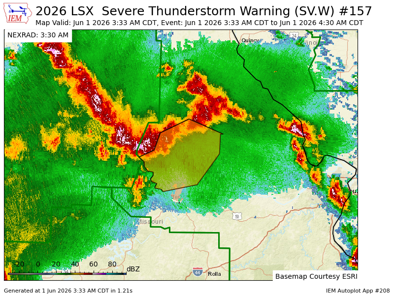 HFitzpatrickWX's tweet photo. LSX issues Severe Thunderstorm Warning [wind: 60 MPH (RADAR INDICATED), hail: 1.00 IN (RADAR INDICATED)] for Audrain, Boone, Callaway [MO] till 4:30 AM CDT https://t.co/BD0LQ4ko3v https://t.co/nNOwGnIPYE