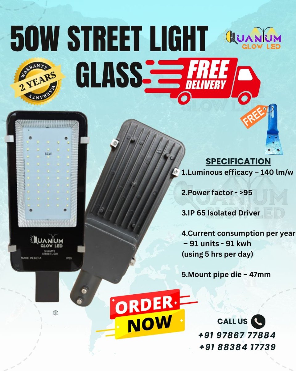 QuantumGlowLed's tweet photo. 𝟓𝟎𝐖 𝐋𝐄𝐃 𝐒𝐭𝐫𝐞𝐞𝐭 𝐋𝐢𝐠𝐡𝐭 (𝐆𝐥𝐚𝐬𝐬 𝐌𝐨𝐝𝐞𝐥) 🎁 FREE Wall Mount Clamp ✅ |🚚 தமிழ்நாடு முழுவதும் FREE Delivery ✅ | 🛡️2 Year Warranty ✅ 📞 +𝟗𝟏 𝟗𝟕𝟖𝟔𝟕 𝟕𝟕𝟖𝟖𝟒 #streetlight #trendingpost #twitterpost #viralpost #quantumglowled #erode https://t.co/tcN1OI6QSW