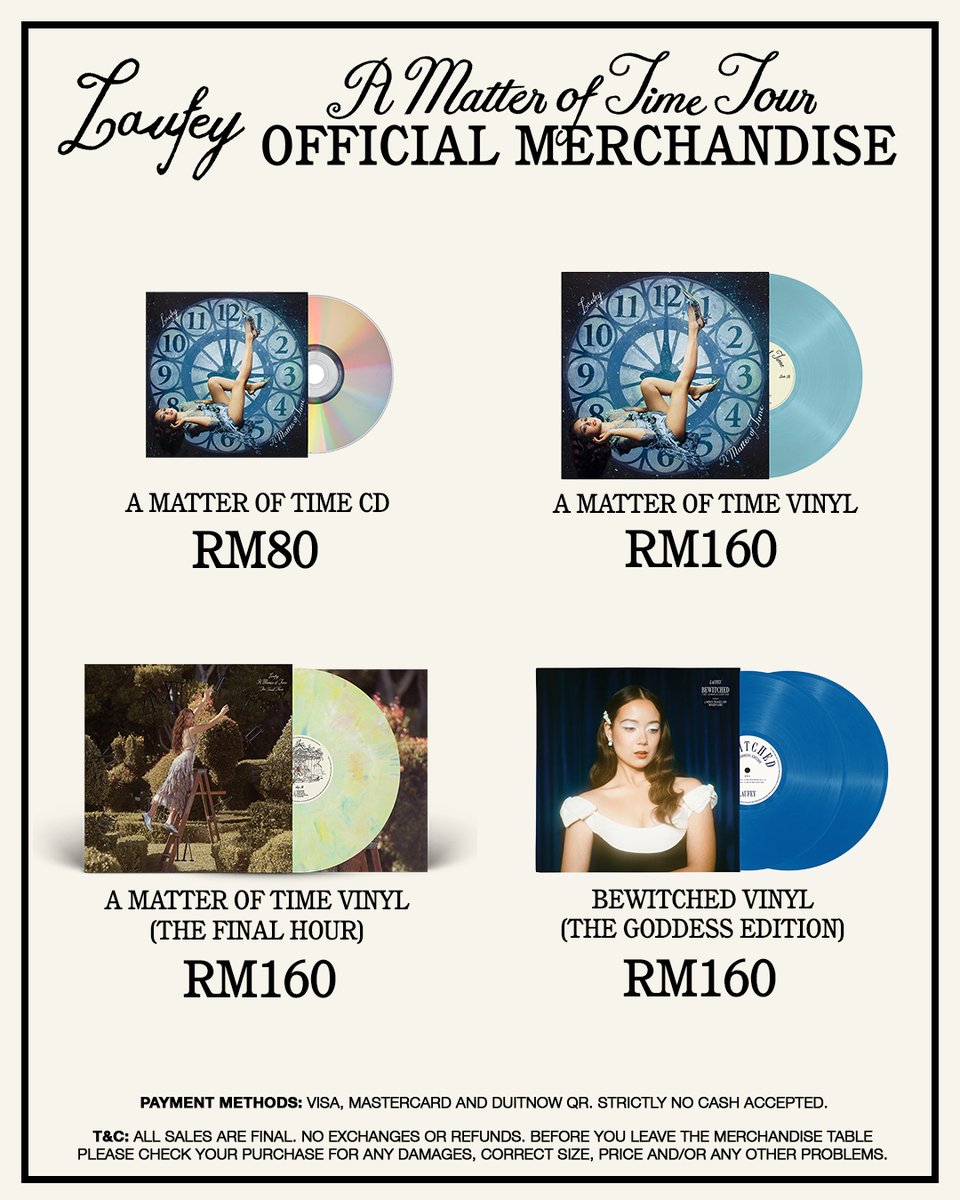 livenationmy's tweet photo. 𝙏𝙤𝙪𝙜𝙝 𝙇𝙪𝙘𝙠 for anyone who skips the merch booth 👀

Official Laufey merchandise will be available on-site! Visit the merch booth and take home a piece of the night! 🎵🎼

𝗟𝗮𝘂𝗳𝗲𝘆: 𝗔 𝗠𝗮𝘁𝘁𝗲𝗿 𝗼𝗳 𝗧𝗶𝗺𝗲 𝗧𝗼𝘂𝗿 𝗶𝗻 𝗞𝘂𝗮𝗹𝗮 𝗟𝘂𝗺𝗽𝘂𝗿
📅 2 June 2026 (TUES), 8PM
📍Unifi Arena
🎫: https://t.co/uJRDeSonbZ⁠ / GoLive Ticketing App⁠ ⁠

#AMatterOfTimeTour #LaufeyinKL
#KualaLumpur #LiveNationMY