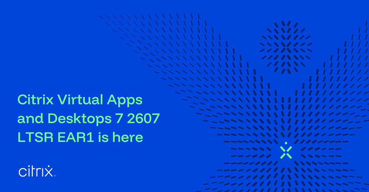 maxlorich's tweet photo. Citrix Virtual Apps and Desktops 7 2607 LTSR EAR1 is here! 🙌

Customers can get started here: https://t.co/6jnYPCgucV https://t.co/wOVxHmX25r