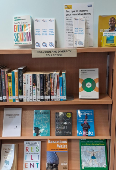 SFHTLibrary's tweet photo. King's Mill Hospital Library includes an Inclusion &amp; Diversity collection.  The stock ranges from academic texts through personal experiences to novels. https://t.co/7VMK1FAnhy