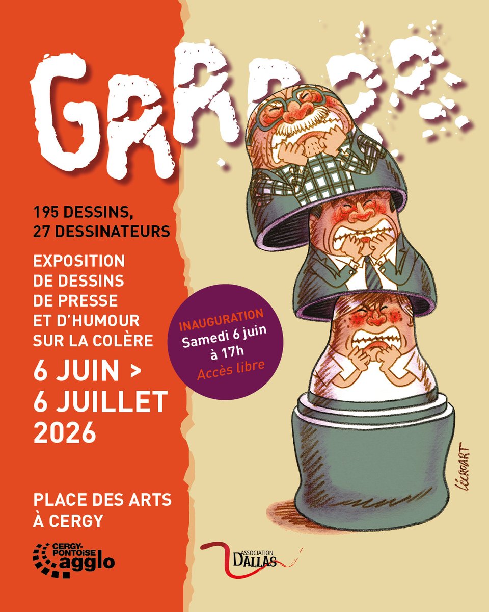 CergyPontoise95's tweet photo. EXPO | 📝La 13e édition de l’exposition de dessin de presse et d’humour prend ses quartiers samedi 6 juin sur la place des Arts à #Cergy, au cœur de l'agglo ! ✨ Ne manquez pas l'inauguration festive, dès 17h en accès libre 🙌

➕ d'infos 👇
https://t.co/5RojA2TfxV https://t.co/X8i6qBzxR0