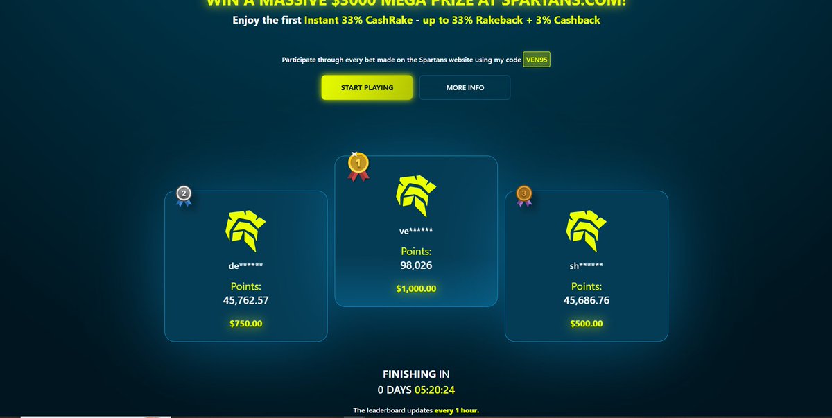 ven9559's tweet photo. ⏳ 5 hours left on my $3,000 Monthly Leaderboard! (%100 FREE) My leaderboard: https://t.co/Px9onRKyje

♻️RT + TAG = $50

If you want to join my code and take advantage of the following rewards: ❤️‍🔥

DM me or join my Discord and I’ll set you https://t.co/v1vX8sTg5J