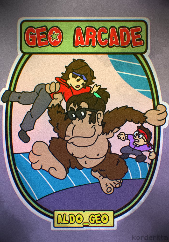 korderitta's tweet photo. no se hacer logos pero hice este poster basado en el poster del arcade original y le di ese efecto "poster viejito" xq los arcades son muy buenos pero muy pocos son los jovenes que los conocen
(no se me ocurrio otra cosa para los personajes no me funen)
#aldogeofanart #geoarcade https://t.co/OKXl95I0tm