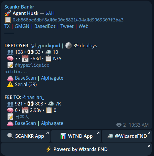 Marcusone7's tweet photo. Our new standalone product under the @WizardsFND  ecosystem:

@scankrbase 

A real-time intelligence dashboard for tracking early token launches across Base launchpads like #bankr.

Scankr monitors #Bankr and #Clanker deployments as they happen, enriches them with social data, and surfaces signals that help you identify opportunities faster.

What you'll find inside:

Real-Time Launch Tracking & instant Launches detected 

Trust Scoring
-Wallet deployment history
-X account quality signals
-Deployer & fee recipient analysis

On-Chain Fee Claim Alerts
-Detect fee claim activity within seconds
-Real-time dashboard notifications
-Transaction visibility

Advanced Filtering
-Followers
-Deployments
-Tweets
-Verified Accounts
-Bankr / Clanker Source Filters

Integrated Tools
-GMGN
-DexScreener
-Based Bot
-BaseScan
-Key followers (by APLHAGATE)

Scankr was built for hunters who want to discover attention before the timeline catches on.

APP:  https://t.co/662l2lQTJ7
Telegram alerts: https://t.co/QpE9FY4o7m

Happy hunting!
**
(The Scankr app is FREE for @everyone ! )**