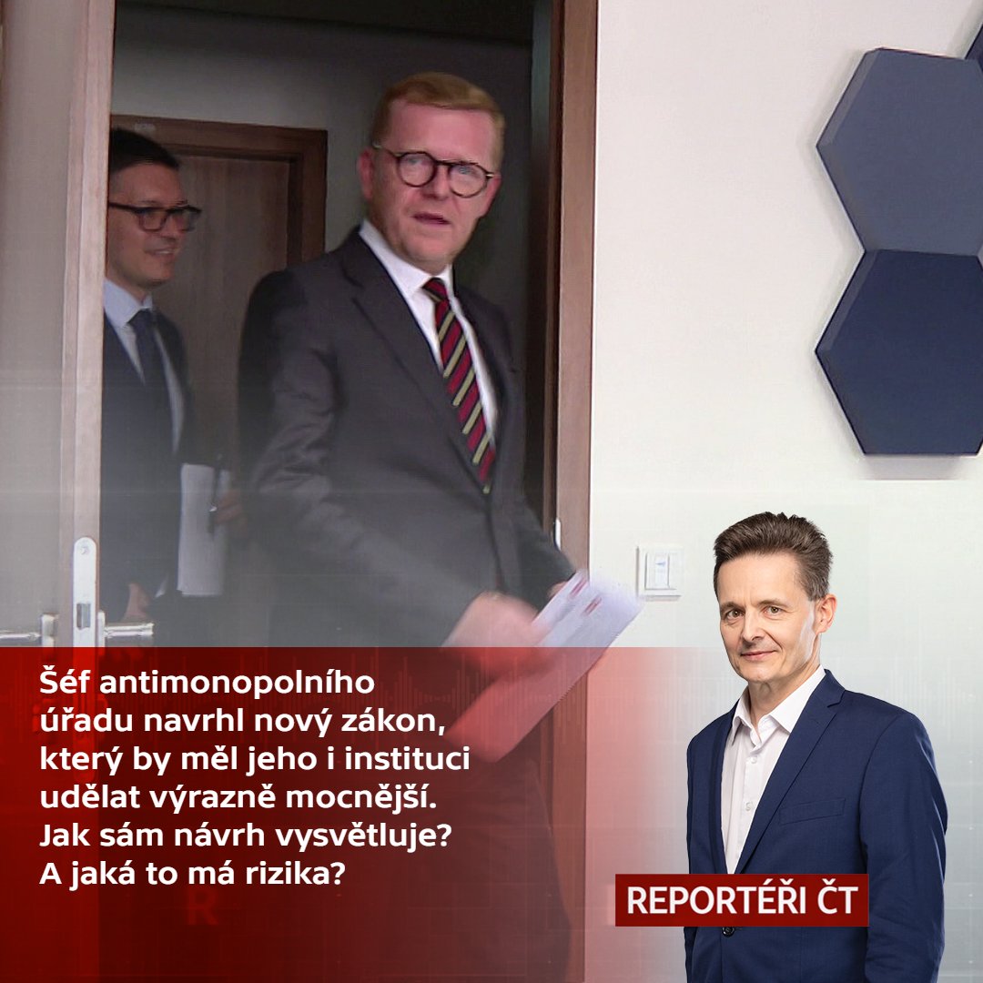 ReporteriCT's tweet photo. Zákon, který měl omezit moc šéfa Úřadu pro ochranu hospodářské soutěže spadl pod stůl. On sám si teď navrhl nový, který by měl jeho i úřad naopak udělat ještě mocnějším.
➡️ Reportéři ČT, ve 21:20 na ČT1. https://t.co/B1mluSIJuA