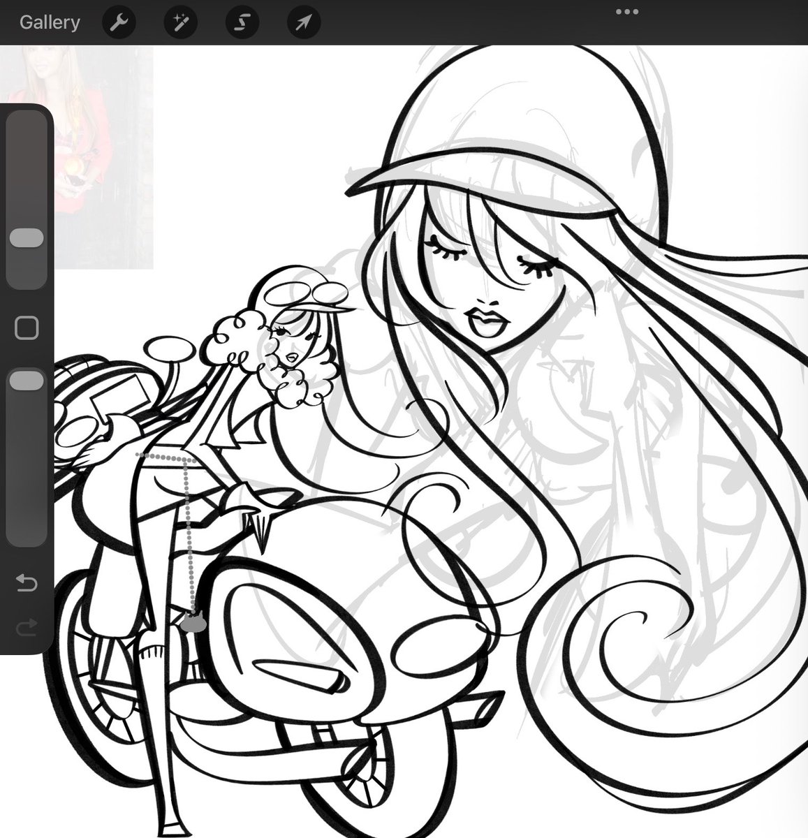 ladybugnerd's tweet photo. PinkBikeress sketch &amp; line art WIP https://t.co/pSUmLo6vZR