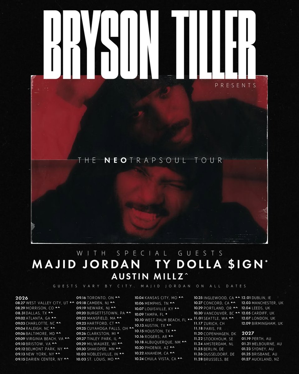 gettothefront's tweet photo. 🔥 @brysontiller will bring The Neo Trapsoul Tour to UK &amp; Dublin arenas this December!

🎟️ #GigTickets on sale Friday at 12pm. https://t.co/WftPnADnMB https://t.co/ENwujaU6cF