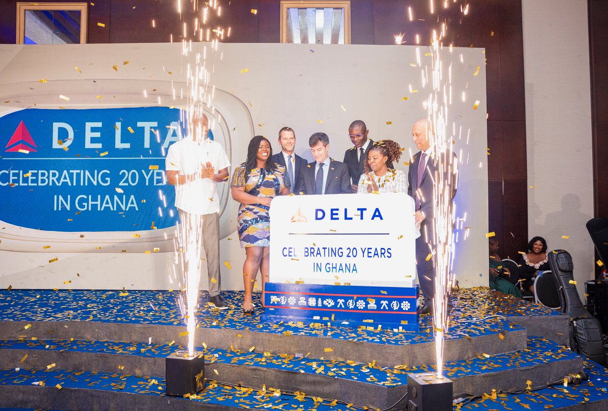 AmChamGhana's tweet photo. Delta Air Lines marked 20 years of continuous operations in Ghana with a commemorative anniversary dinner in Accra, bringing together government officials, aviation stakeholders, diplomatic representatives, travel industry leaders, corporate partners, media, staff, and long-standing customers to celebrate the airline’s journey in Ghana since launching operations in 2006. The evening also saw the participation of the AmCham Ghana Delegation, led by CEO Doris Kafui Afanyedey, underscoring the strong business and trade ties between Ghana and the United States

Speaking as the Guest of Honour on behalf of the President of the Republic of Ghana, Chief of Staff Hon. Julius Debrah highlighted Delta Air Lines’ role in strengthening Ghana–U.S. relations and connecting people, families, and opportunities over the past two decades.

“When Delta launched its nonstop service between Ghana and the United States 20 years ago, it was more than a commercial decision; it was a bold statement of confidence in Ghana and in the future of this partnership,” he said.

“Over the years, Delta has become a trusted link for families, businesses, students, and professionals, and has played a meaningful role in strengthening the connection between our two countries.”

Since launching operations in Ghana, Delta has transported nearly two million passengers between Ghana and the United States while connecting travelers from Accra to more than 215 destinations worldwide through its global network.

Emphasizing the importance of Delta’s longstanding presence and partnerships in Ghana, Rob LeBel, Managing Director – International and Specialty Sales, Delta Air Lines, said the anniversary represents far more than a milestone in aviation operations.

Kindly learn more here: https://t.co/hdTwYmO3Lt