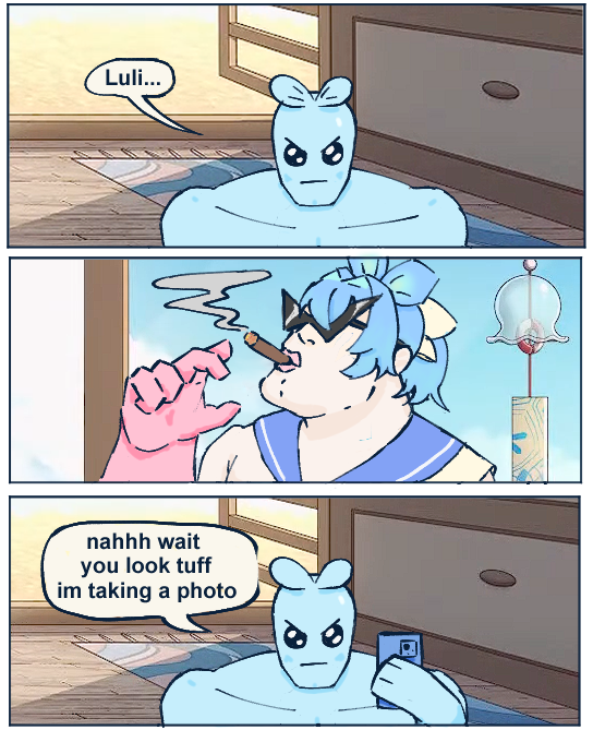 PerfectPlacenta's tweet photo. saw this meme and wanted to make a Luli version #lazulaff #paintfins https://t.co/jP8RkceEtp