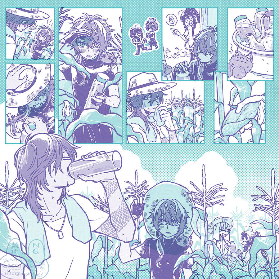 frolicfrogs's tweet photo. 刀剣乱舞二次創作まんが(大倶利伽羅・火車切)

5/31インテの無配ペーパー漫画でした！
実物はリソグラフ2色刷りでズレや掠れのあるかわいい仕上がりでした🌽
もらってくださった皆様、ありがとうございました！ https://t.co/3tPDBDlJS8