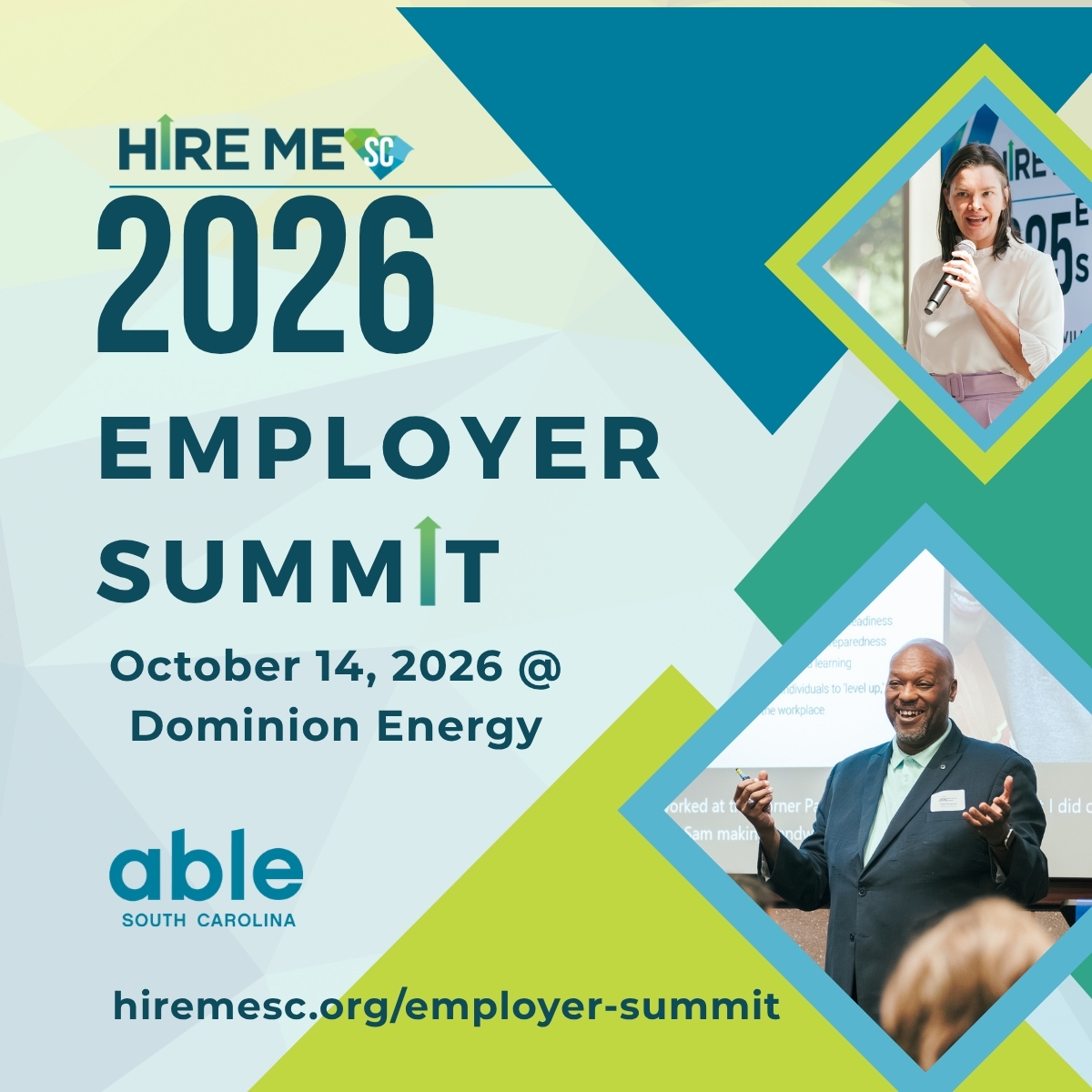 Able_SC's tweet photo. Ready to build a resilient workforce? Join Able SC &amp; Hire Me SC for the 11th annual Employer Summit on Wed, Oct 14 in Jenkinsville, SC. Tap into an overlooked talent pool! Early-bird is $75 through July 15 (reg. $100). Register today: https://t.co/YTyLDHRuNG
#NDEAM https://t.co/TbZch3bdr2