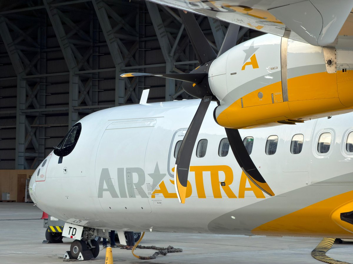 ATRaircraft's tweet photo. From Toulouse 🇫🇷 to Dhaka 🇧🇩

@air_astra 's first of three new ATR 72-600, from lessor Abelo, has officially joined the fleet after a delivery flight through Cairo and Muscat.

Here's to more efficient #regionalconnectivity across Bangladesh. ✈️ https://t.co/Y1wg4fpNx1