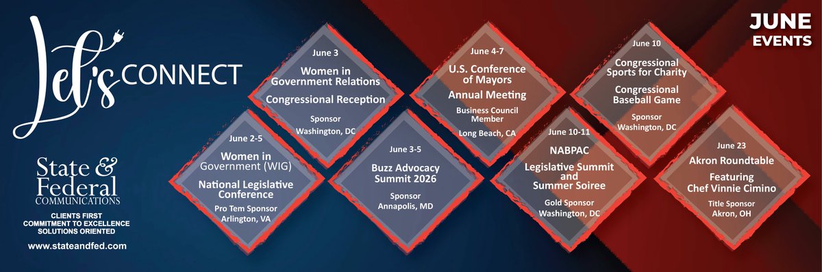 StateandFederal's tweet photo. We are excited for a full agenda of events this June. Visit our event calendar to see our full list and catch up with us - https://t.co/r6QgLR262Q https://t.co/0cVJ5hmNUC