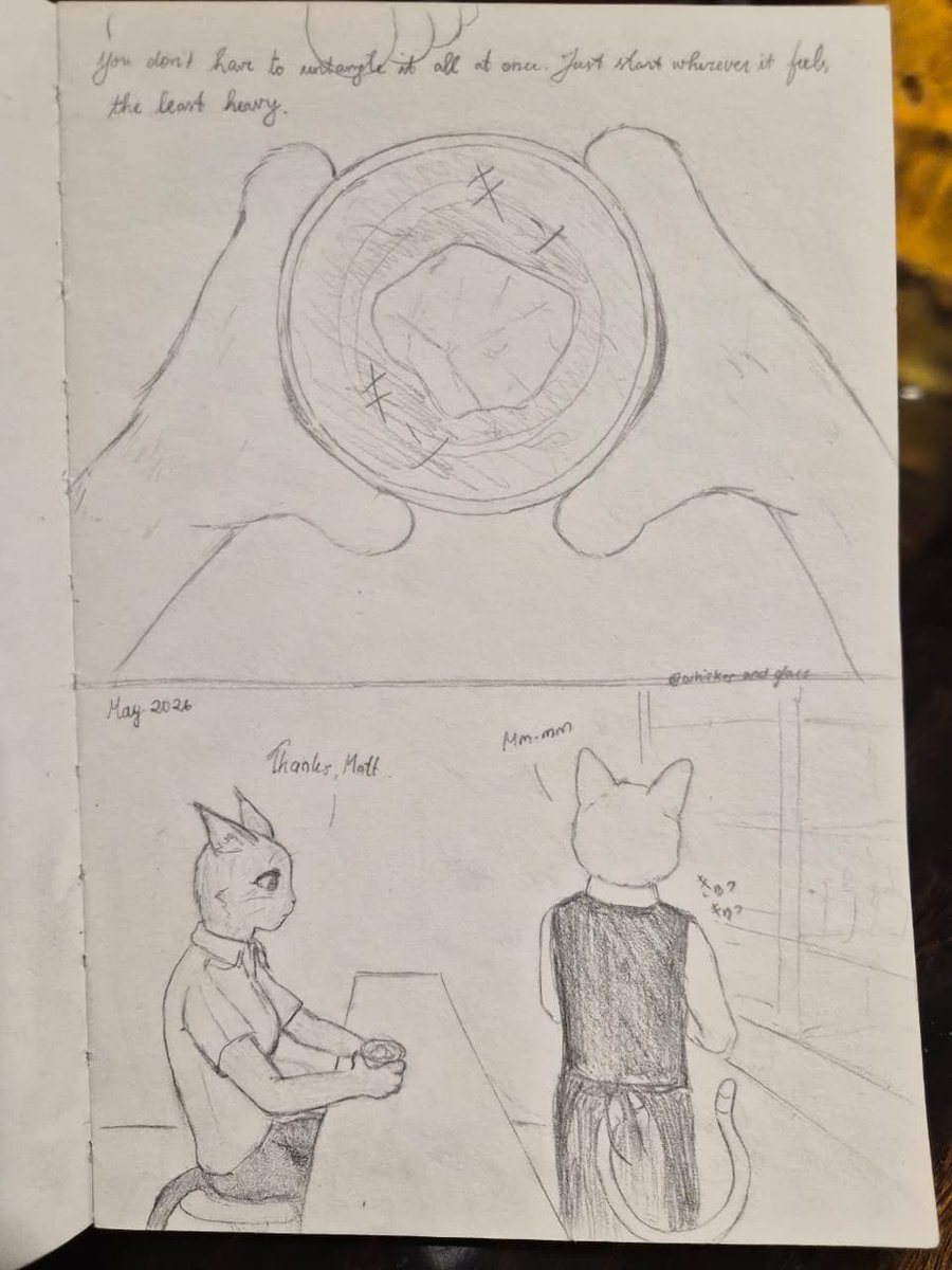 WhiskerAndGlass's tweet photo. Short comic that help me go through that hard time.
.
.
P.S. this is my first time posting many pages in X (wasn’t really active here in the first place xd). So, can’t we post more than 4 pic in one post, anyone, help?
.
#furry #furrycomic #furryart https://t.co/wjcvkqwopa