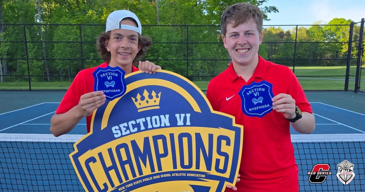 ClarenceCsd's tweet photo. Go @ClarAthletics!

-Alex Laspro and Richie LaPaglia won the Section VI Doubles Tennis Tournament, and will compete in the state tournament in Flushing.
-Flag football's season will continue at the state championships in Homer after winning their quarterfinal game. #ClarenceProud https://t.co/qtf6GoNSa8