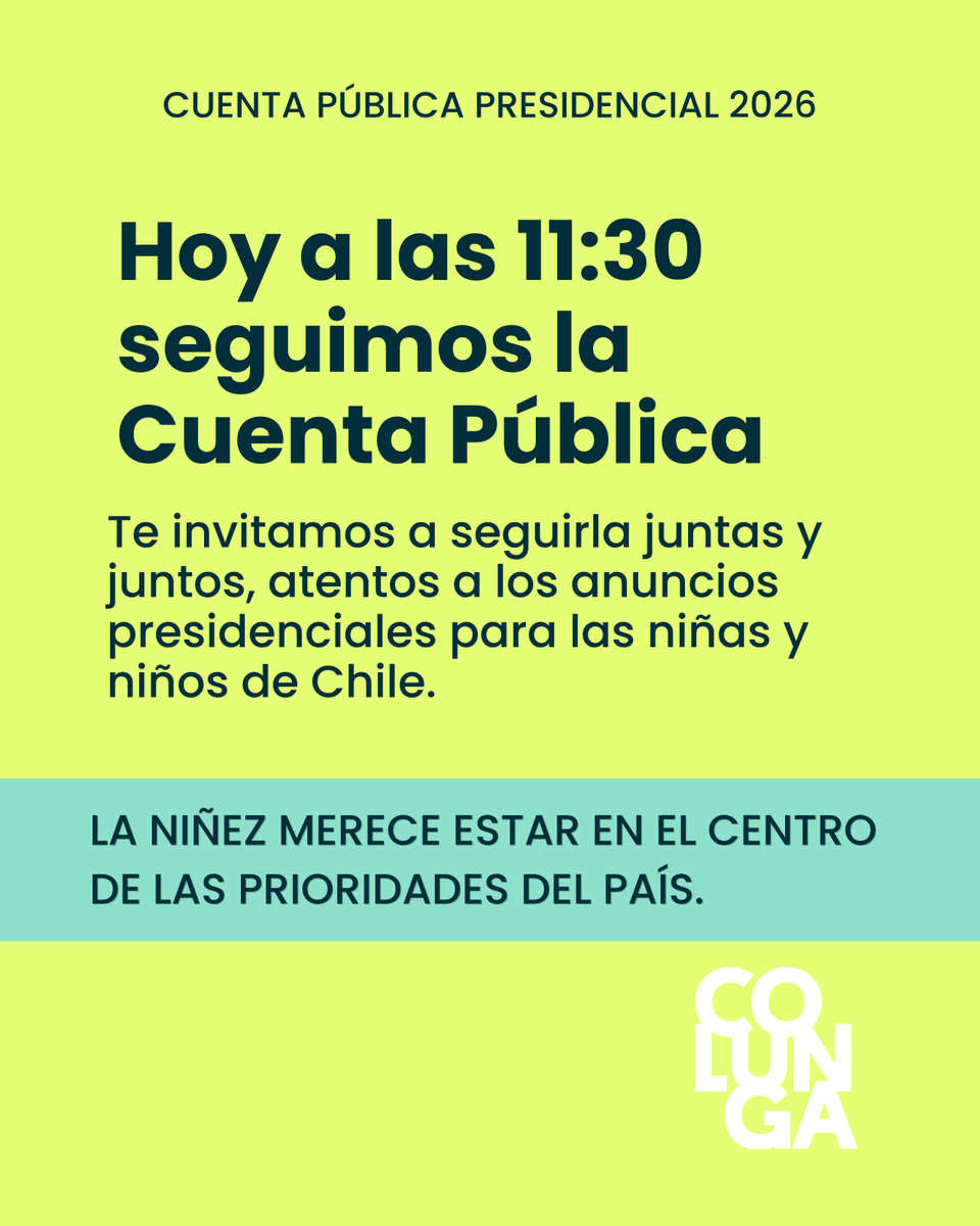 fundcolunga's tweet photo. ¿Lo vemos juntos? Desde Colunga estaremos viendo, analizando y reflexionando en torno al discurso presidencial, poniendo especial énfasis en los contenidos que apoyen e incentiven el bienestar de niñas, niños y adolescentes del país. https://t.co/m85ckXR5zb